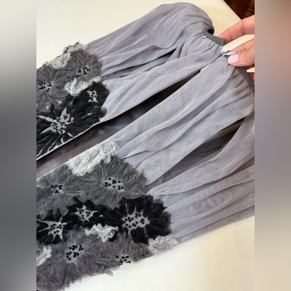 Tory Burch Faith Dress XS grey floral double lined midi sleeveless FLAW (bin G) - Picture 6 of 16